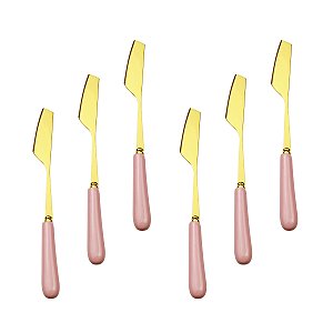 Jogo Facas Para Patê Rosa e Dourado Com 6 Peças We Make
