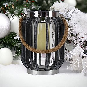 Lanterna Decorativa Lisboa Cinza 22cm We Make