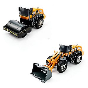 Miniatura Escavadeira E Rolo Compressor Escala 1:50 Com Fricção XZ-1794