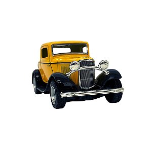 Miniatura Colecionável Ford 3-Window Coupe 1932 Amarelo 1/34 Kinsmart