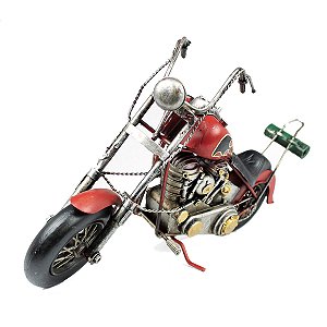 Miniatura Colecionável Moto Customizada Ano 1949 Red Verito