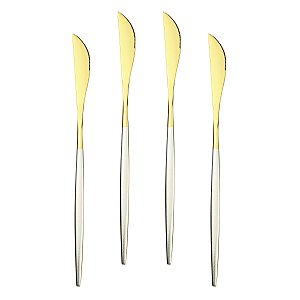 Jogo Facas Slim Prata e Dourado Com 4 Peças We Make
