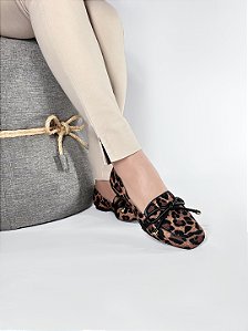 Mocassim Feminino Rasteiro Estampa Onça