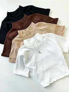 Cropped em Ribana Manga Curta com Gola Ref. 1593