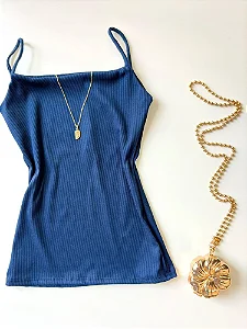 Blusa Feminina em Ribana Decote Reto Alça Fina Ref.1880