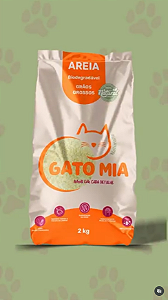 Areia Para Gatos Biodegradável 2kg Grão Grossos Gato Mia