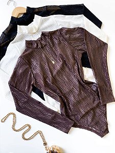 Body em Tule Manga Longa Ondas Mirela Ref. 1525