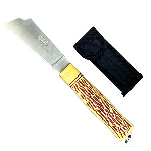 Canivete Luatek Lâmina Aço Inoxidável Ponta Larga E Bainha ID-7488F