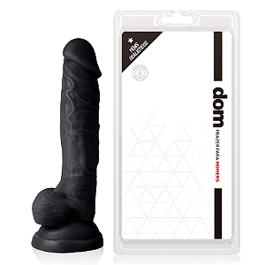 Pênis com Escroto e Ventosa Realístico 19 x 4 cm - Preto