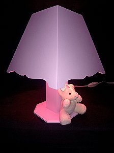 Abajur rosa com ursinho e Instalação em Mdf 3mm 18x33cm