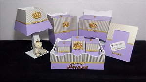 kit higiênico personalizado tema Realeza lilás c/7 peças