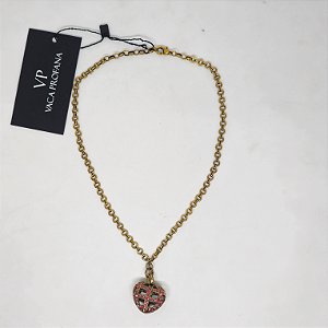 Colar Heart Pink Ouro Velho