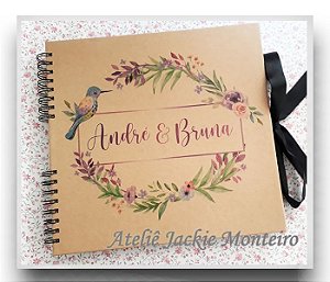 Álbum de Fotos e Scrapbook Kraft Guirlanda e Passarinho G