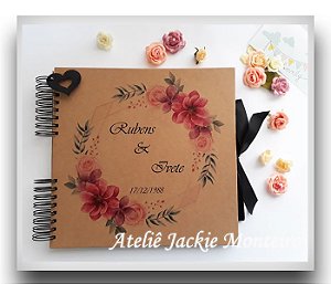 Álbum de Fotos e Scrapbooking Kraft G - Guirlanda Flores Casal