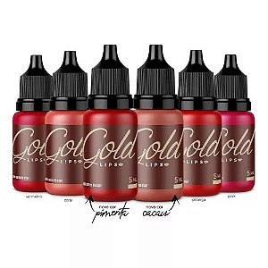 Kit 6 Pigmentos Gold Line Lips 5ml Micro Labial
