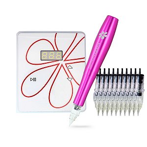 Kit Dermografo Mag Estética Pen Plus Controle digital + 20 Agulhas Click
