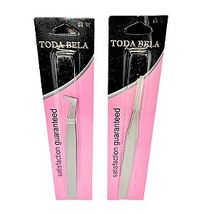 Kit 2 Pinças Toda Bela Para Extensão De Cílios Fio A Fio