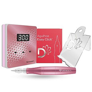 Dermografo Dermolux Rosa + Controle Slim Rosa + Agulhas + Brinde Dermocamp