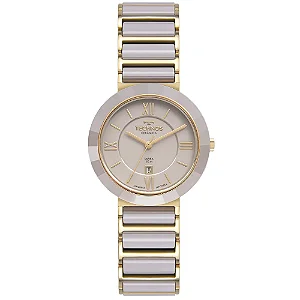 Relógio Technos Unissex Ceramic/saphire Dourado 2015CE/1C