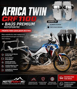 KIT BAUS LATERAL + SUPORTE LATERAL EM INOX HONDA AFRICA TWIN CRF1100