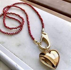 COLAR LONGO CORAÇÃO / VERMELHO