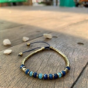 PULSEIRA JADE COM HEMATITA/ AZUL