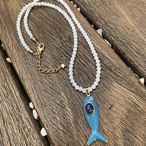 COLAR CRISTAL PEIXE VINTAGE