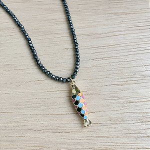 COLAR CRISTAL PEIXE COLORIDO