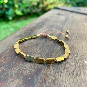 PULSEIRA HEMATITA RETANGULAR DOURADA