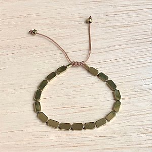 PULSEIRA HEMATITA RETANGULAR DOURADA
