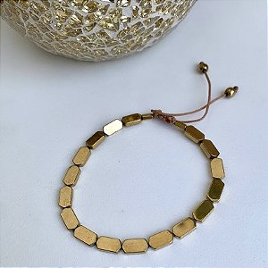 PULSEIRA HEMATITA RETANGULAR DOURADA