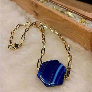 COLAR ELO ÁGATA AZUL