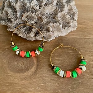 ARGOLA RAINBOW LARANJA E VERDE