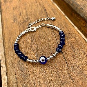 PULSEIRA OLHO GREGO CRISTAL MARINHO