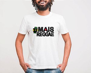 Camiseta #MaisReggae Branca em Algodão