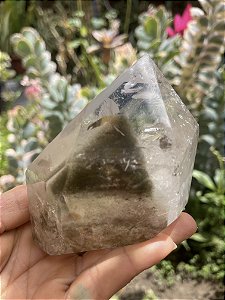 Ponta de cristal Lodolita com Arco-íris