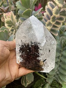 Ponta de Cristal com Arco-íris e Inclusão