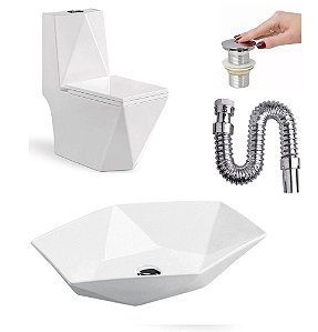 Kit Imperial Diamond Vaso Sanitário Cuba Válvula e Sifão