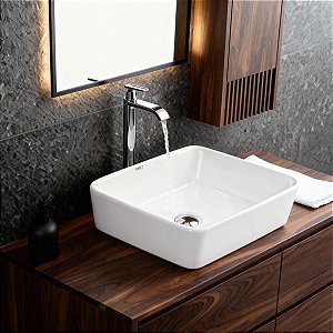 Kit Cuba Pia Louça Cerâmica Banheiro C/ Torneira e Válv S13