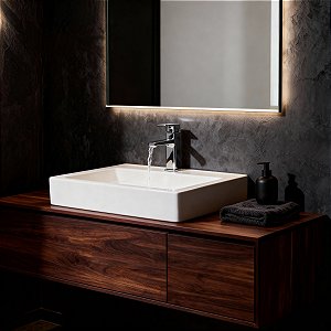 Kit Cuba Pia Louça Cerâmica Banheiro C/ Torn mono e Válv S06