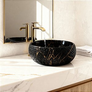 Cuba Pia Louça Cerâmica Apoio Banheiro 39x39cm Black Pearl