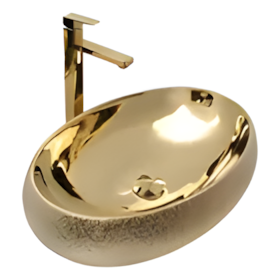 Cuba Pia Louça Cerâmica Apoio Banheiro 59x41cm Luxo Gold