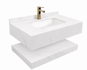 Bancada de Porcelanato para Banheiro com Cuba de Cerâmica