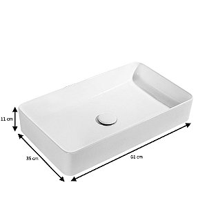 Kit Cuba Pia Louça Cerâmica Banheiro C/Torn e Vál Cromada 92