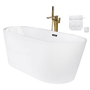 Kit Banheira Freestanding Venezza 1.50m c/Misturador Dourado
