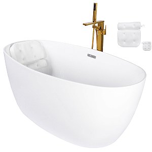 Kit Banheira Imersao Freestanding Luxo 1.50m c/ Mist Dourado