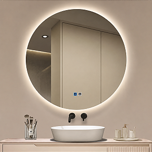 Espelho Led Orgânico Para Banheiro Touch 3 Cores Com Desembaçador 80x80cm Bivolts