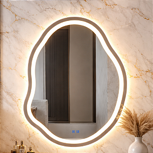 Espelho Banheiro LED Touch 3 Cores de Luz Com Desembaçador e Display Digital 80X60 cm Bivolt: 110V/220V