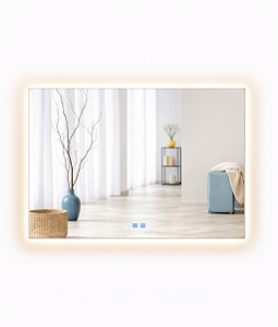 Espelho LED Para Banheiro Touch 3 Cores de Luz Com Desembaçador e Display Digital 80x60 cm Bivolt: 110V / 220V