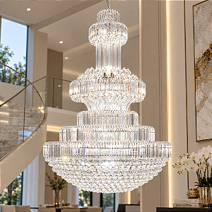 Lustre Pendente Cristal Imperial Cromado D80xH120CM